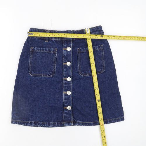 Denim Co. Women Blue Denim A-Line Button Skirt Size 4