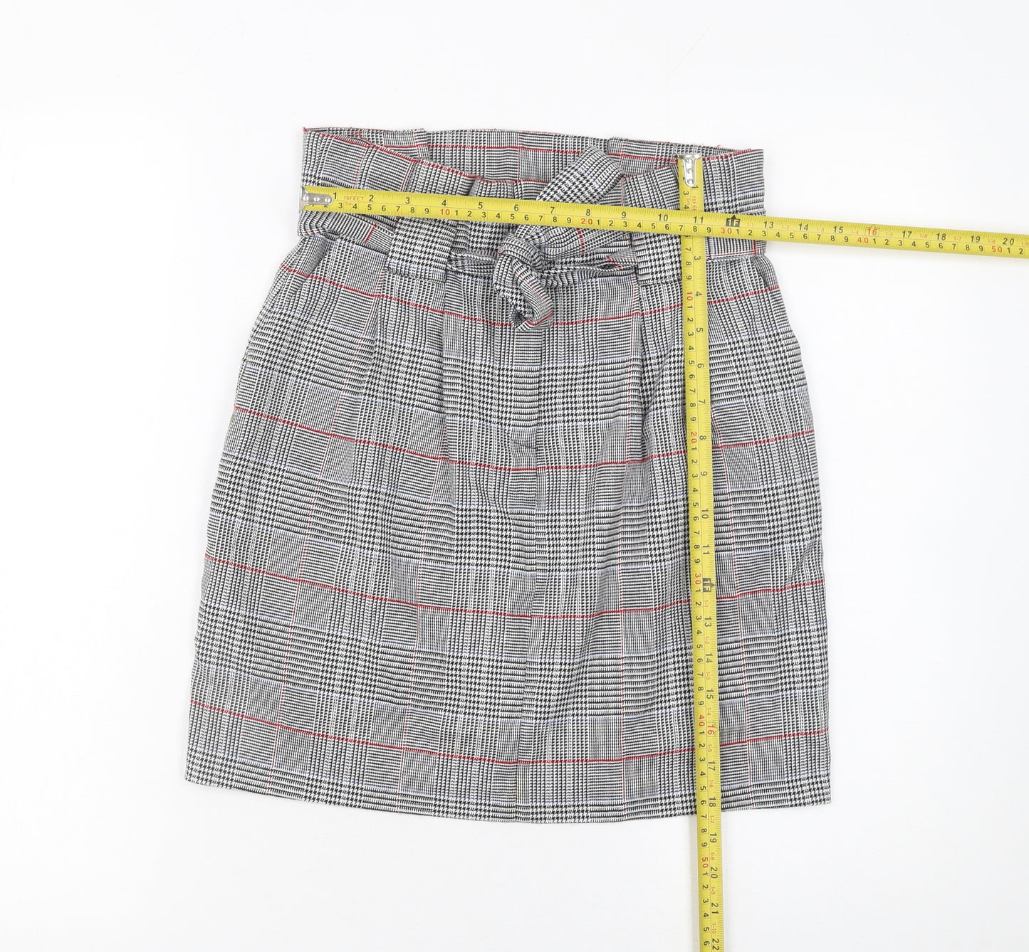 Miss Selfridge Women’s Check Tweed Belted Pencil Skirt UK 6 Multicoloured