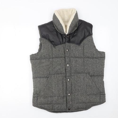 Another Influence Men's Grey Padded Wool Blend Bodywarmer Waistcoat M