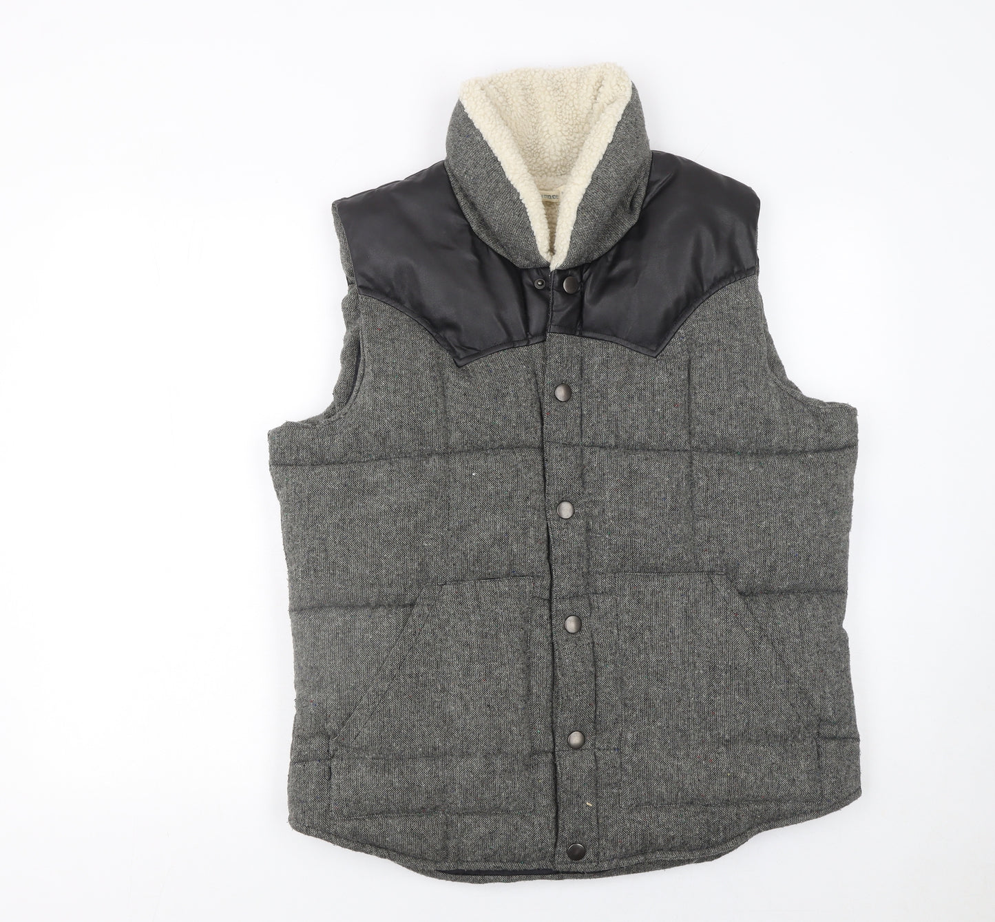 Another Influence Men's Grey Padded Wool Blend Bodywarmer Waistcoat M
