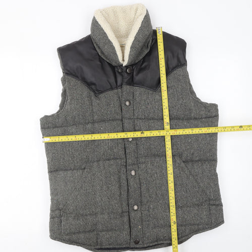Another Influence Men's Grey Padded Wool Blend Bodywarmer Waistcoat M