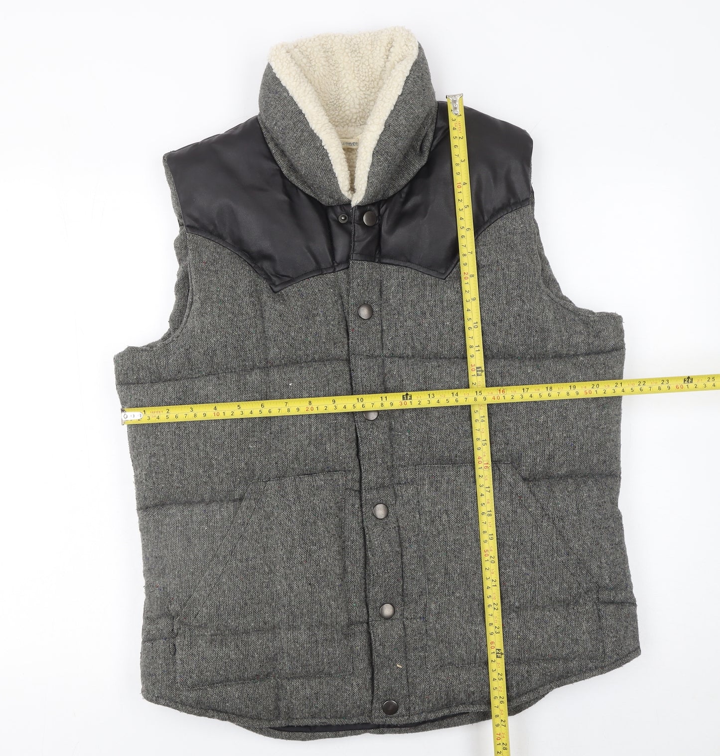 Another Influence Men's Grey Padded Wool Blend Bodywarmer Waistcoat M