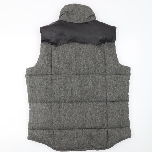 Another Influence Men's Grey Padded Wool Blend Bodywarmer Waistcoat M