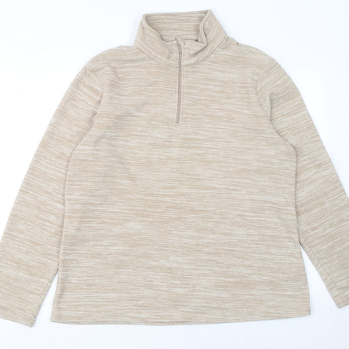 Mountain Warehouse Women Beige 1/2 Zip Fleece Pullover Sweatshirt UK 18