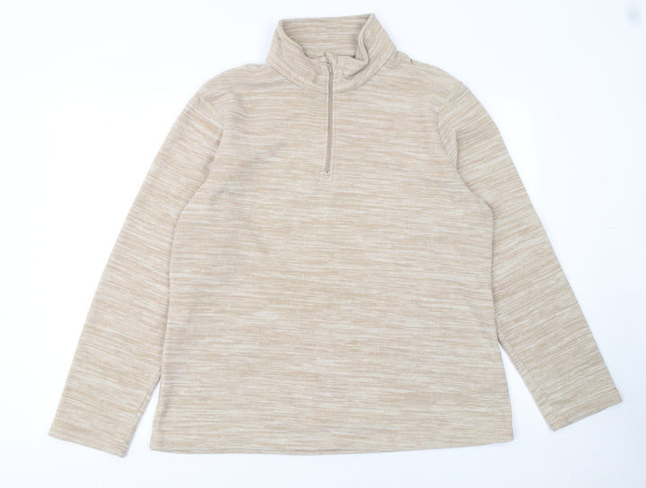 Mountain Warehouse Women Beige 1/2 Zip Fleece Pullover Sweatshirt UK 18