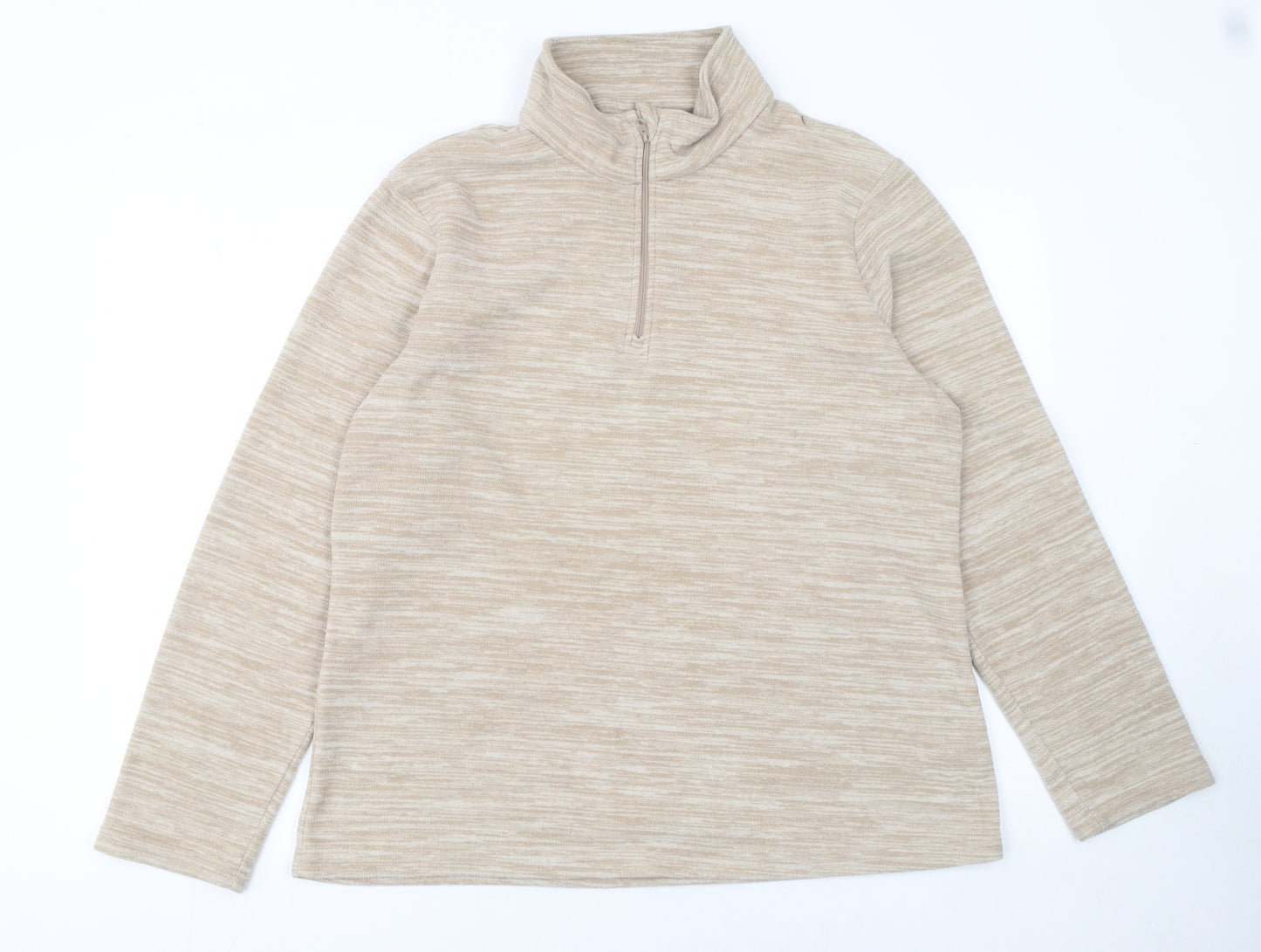 Mountain Warehouse Women Beige 1/2 Zip Fleece Pullover Sweatshirt UK 18