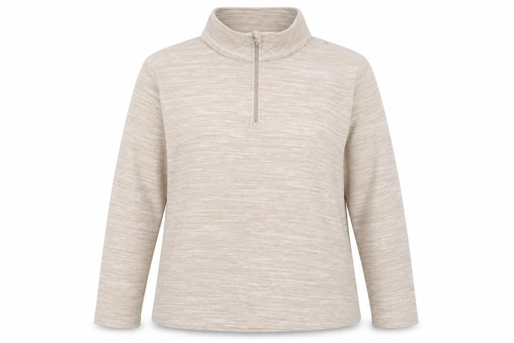 Front view of Mountain Warehouse Women Beige 1/2 Zip Fleece Pullover Sweatshirt UK 18