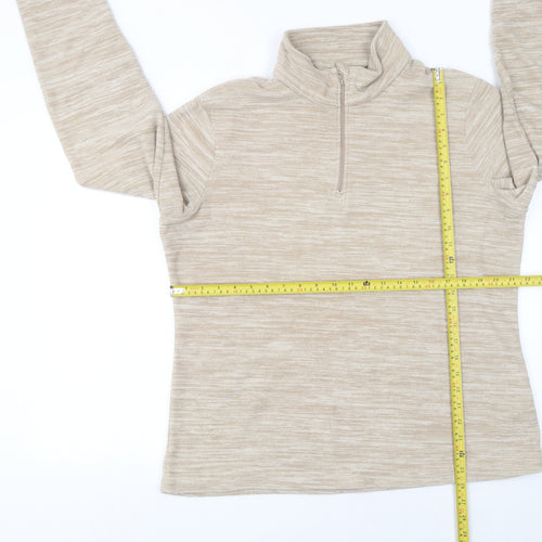Mountain Warehouse Women Beige 1/2 Zip Fleece Pullover Sweatshirt UK 18