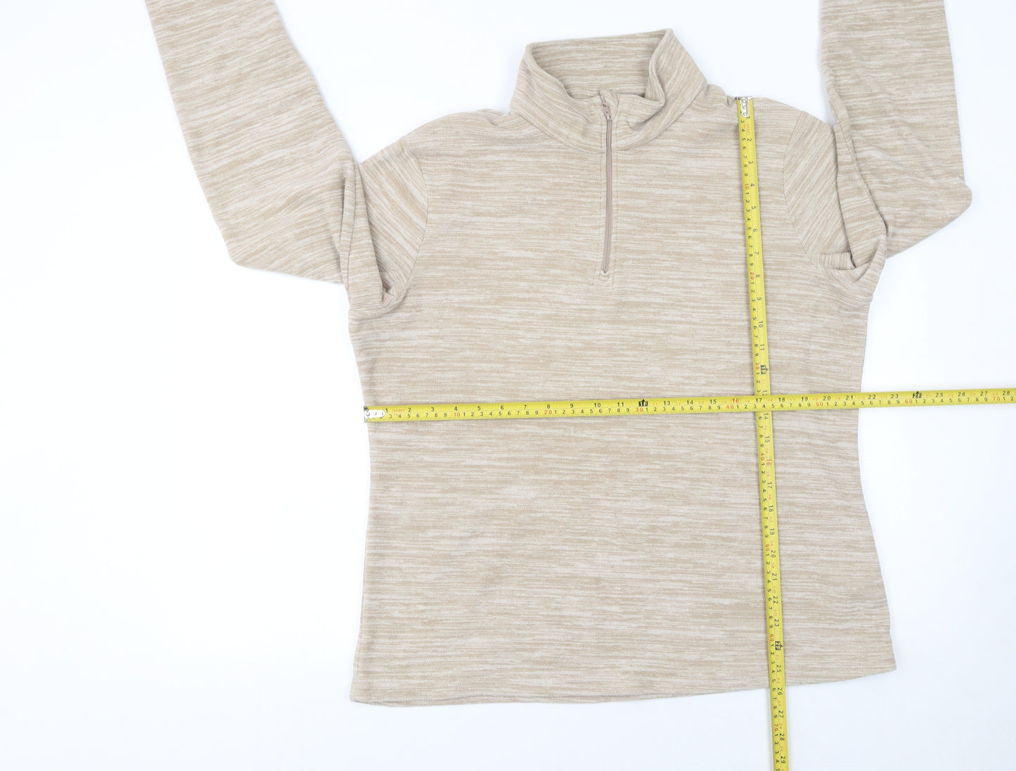 Mountain Warehouse Women Beige 1/2 Zip Fleece Pullover Sweatshirt UK 18