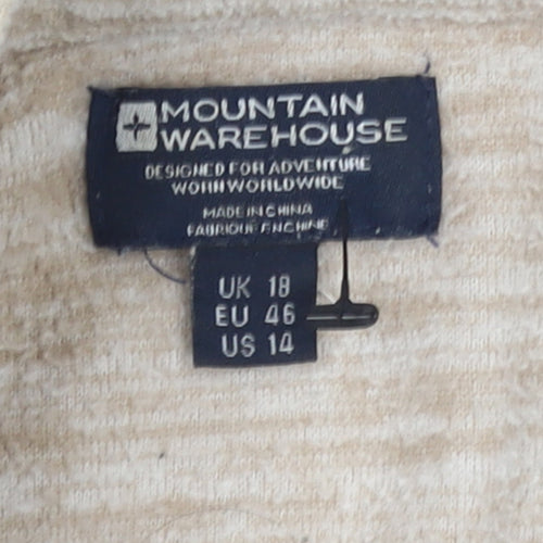 Mountain Warehouse Women Beige 1/2 Zip Fleece Pullover Sweatshirt UK 18