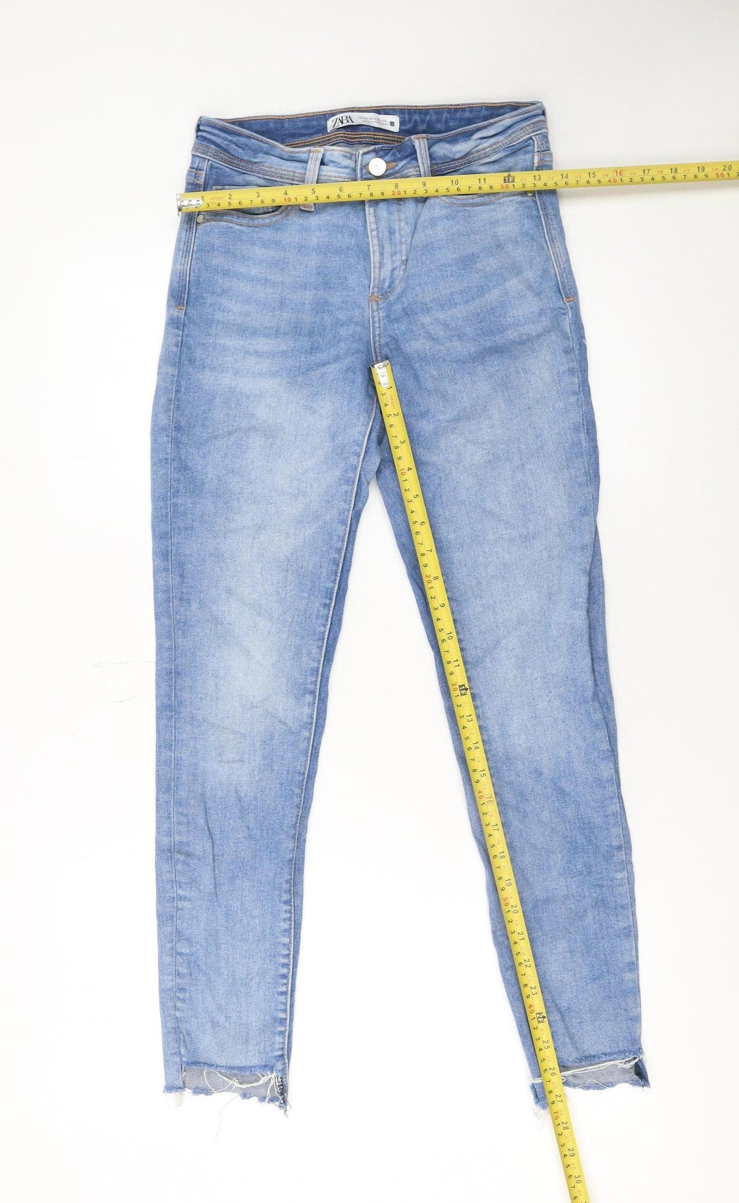 ZARA Women's Blue Skinny Jeans Size 6 High Rise Stretch Denim