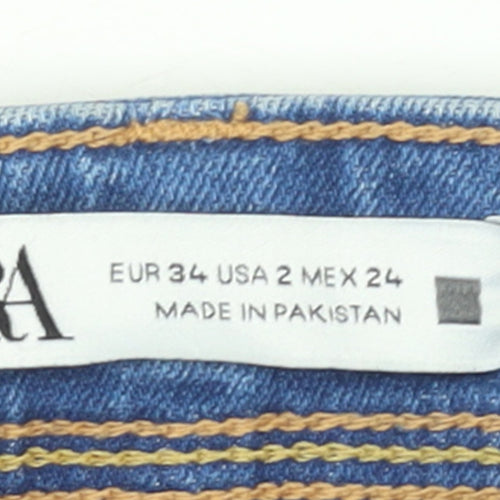 ZARA Women's Blue Skinny Jeans Size 6 High Rise Stretch Denim