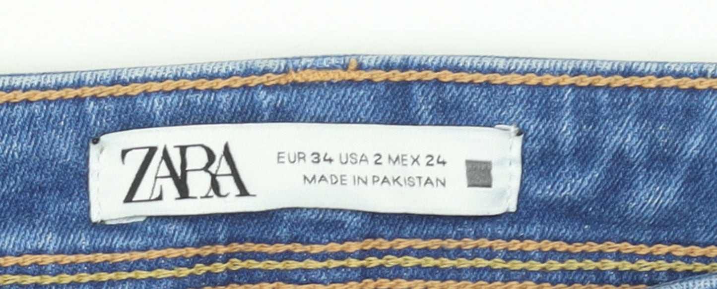 ZARA Women's Blue Skinny Jeans Size 6 High Rise Stretch Denim