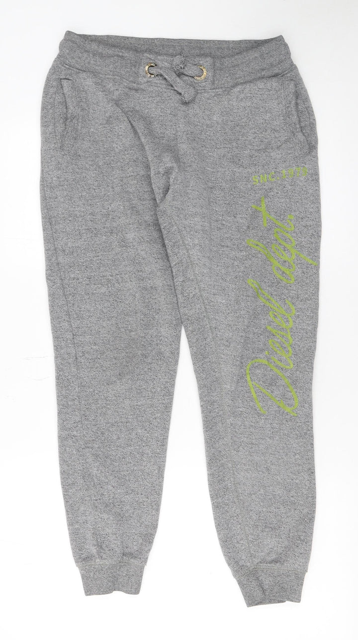 Diesel Men's Grey Jogger Trousers M Regular Fit Logo Casual