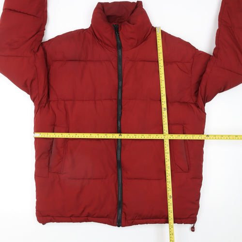 Urban Outfitters Womens Red Puffer Jacket Size M Full Zip Winter Coat