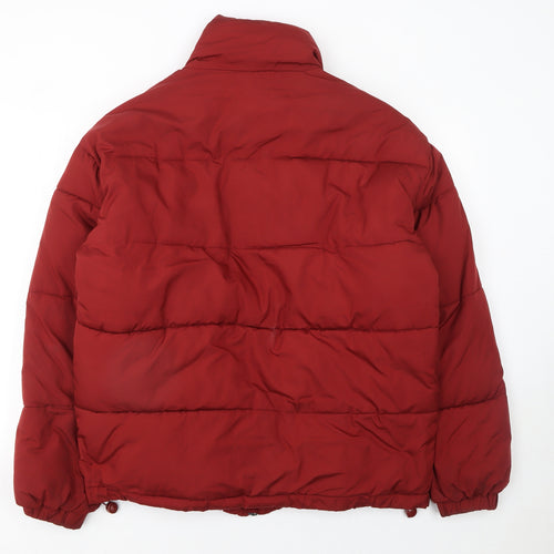 Urban Outfitters Womens Red Puffer Jacket Size M Full Zip Winter Coat