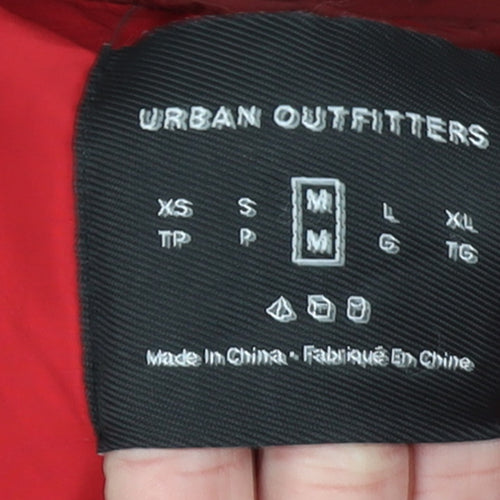 Urban Outfitters Womens Red Puffer Jacket Size M Full Zip Winter Coat