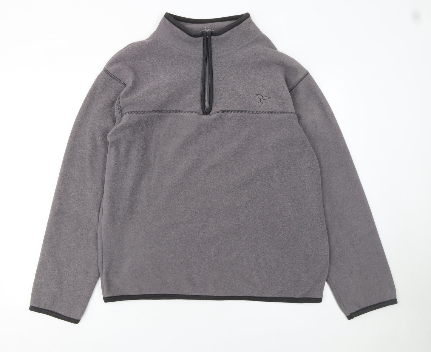 Kangaroo Poo Mens Grey Fleece Quarter Zip Pullover Sweatshirt L
