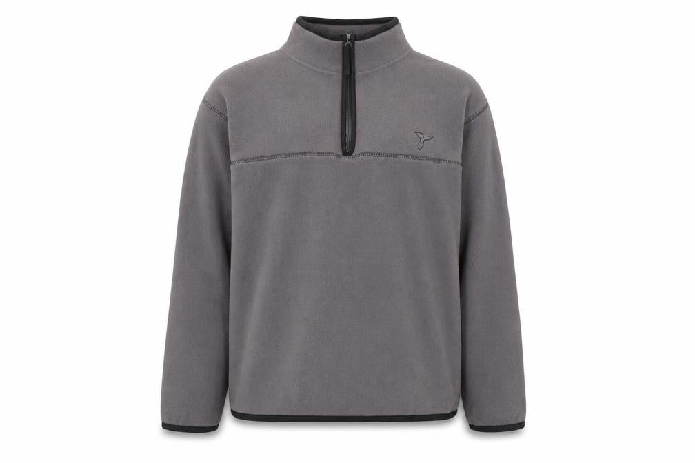 Front view of Kangaroo Poo men’s grey fleece quarter zip pullover sweatshirt l