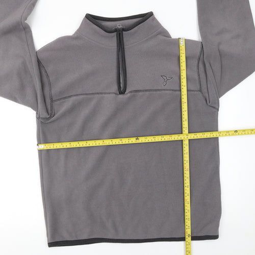Kangaroo Poo Mens Grey Fleece Quarter Zip Pullover Sweatshirt L