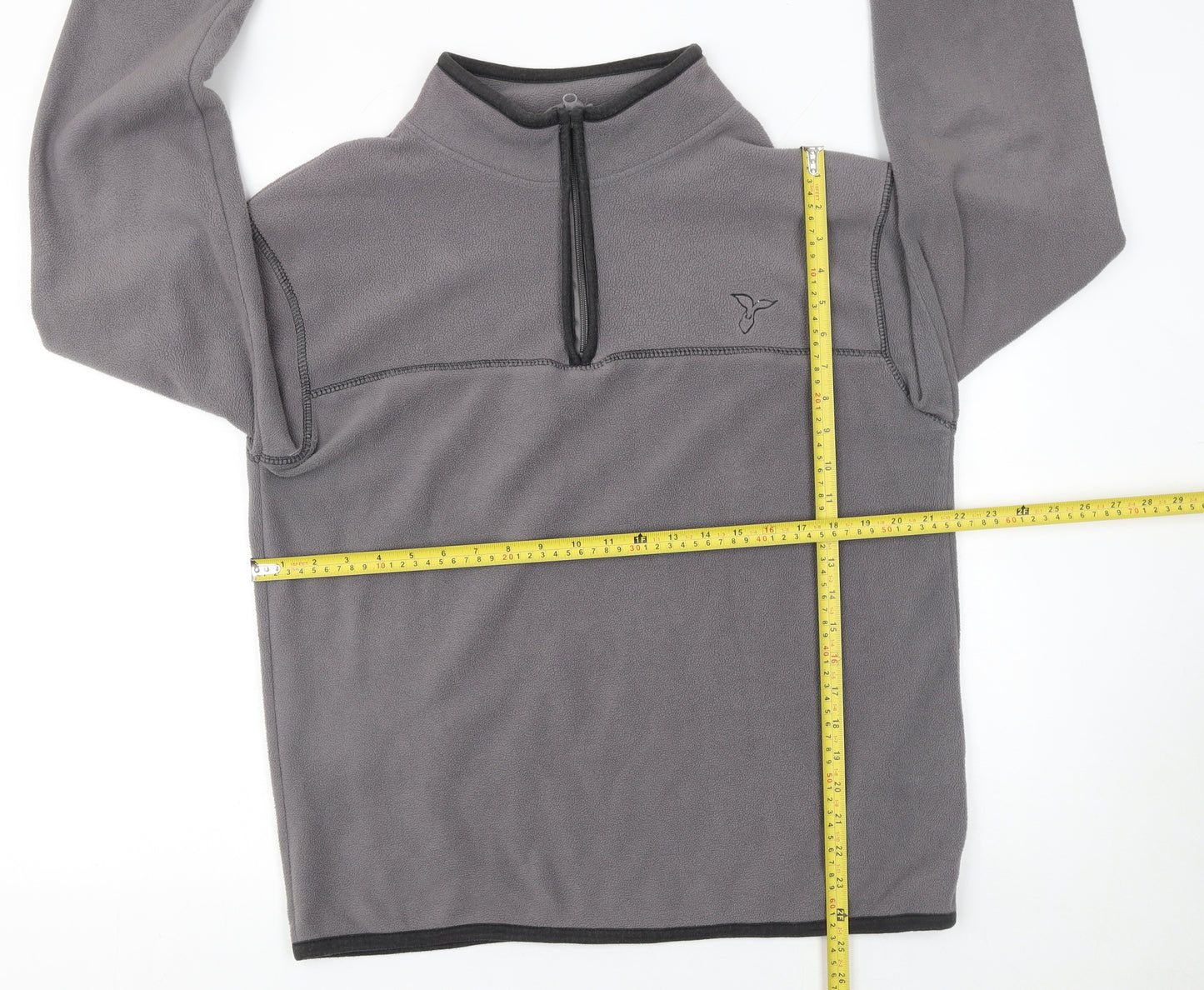 Kangaroo Poo Mens Grey Fleece Quarter Zip Pullover Sweatshirt L