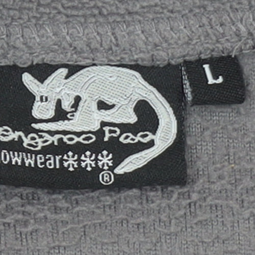 Kangaroo Poo Mens Grey Fleece Quarter Zip Pullover Sweatshirt L