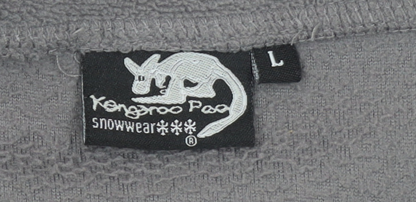 Kangaroo Poo Mens Grey Fleece Quarter Zip Pullover Sweatshirt L