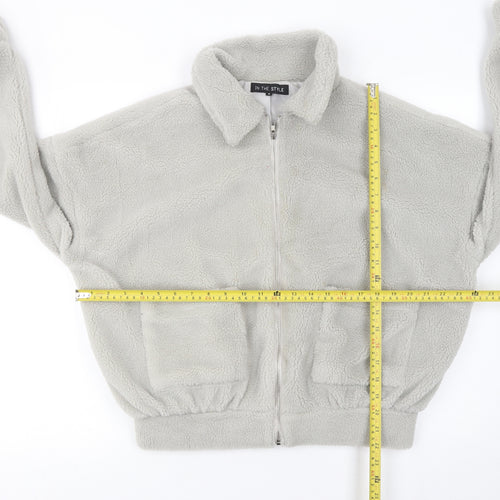 In The Style Womens Beige Full Zip Fleece Hoodie Size 8