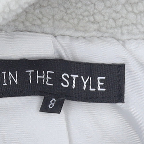 In The Style Womens Beige Full Zip Fleece Hoodie Size 8