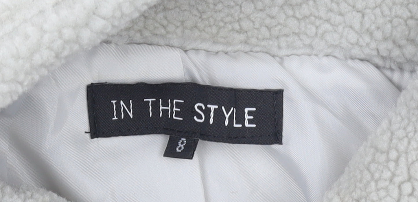 In The Style Womens Beige Full Zip Fleece Hoodie Size 8