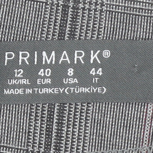 Primark Women's Grey Check Pleated Buckle Skirt Size 12