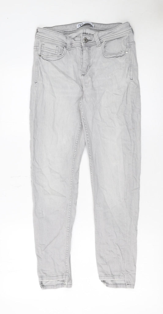 Zara Women Grey Skinny Stretch Jeans Size 10 Slim Fit