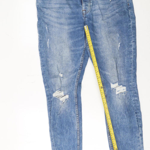 Denim Co Men's Blue Super Skinny Distressed Jeans W36 L32