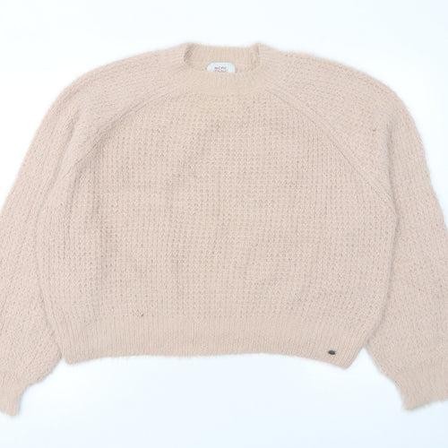 Pull & Bear Women’s Beige Waffle-Knit Crew Neck Jumper Size 8