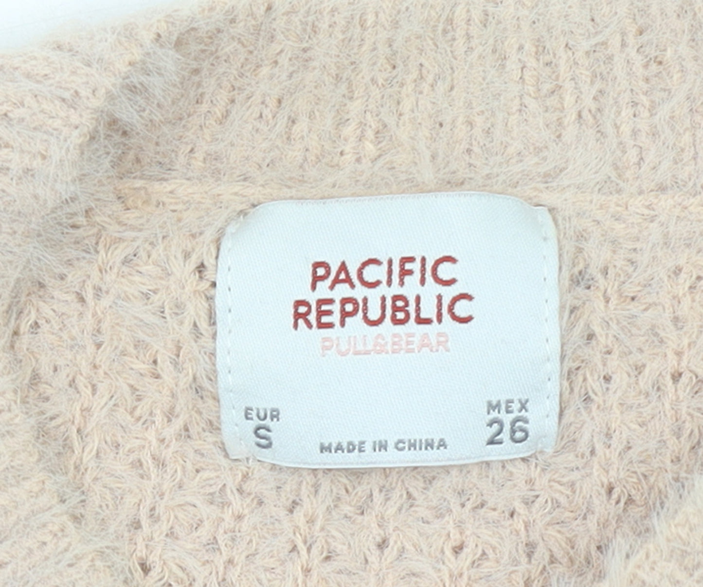 Pull & Bear Women’s Beige Waffle-Knit Crew Neck Jumper Size 8