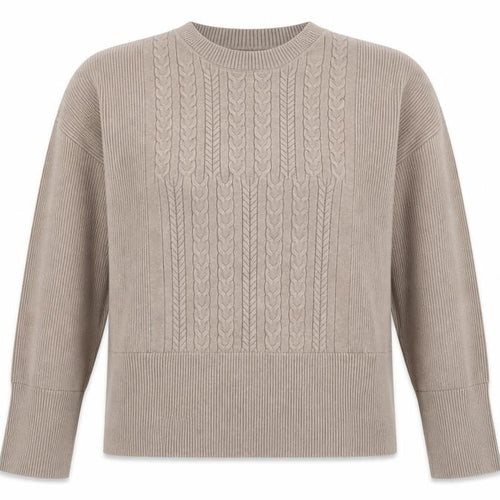 Marks and Spencer Women Beige Cable-Knit Crew Neck Jumper L