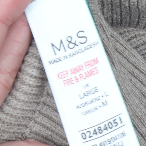 Marks and Spencer Women Beige Cable-Knit Crew Neck Jumper L