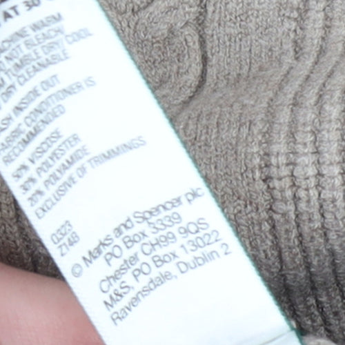 Marks and Spencer Women Beige Cable-Knit Crew Neck Jumper L