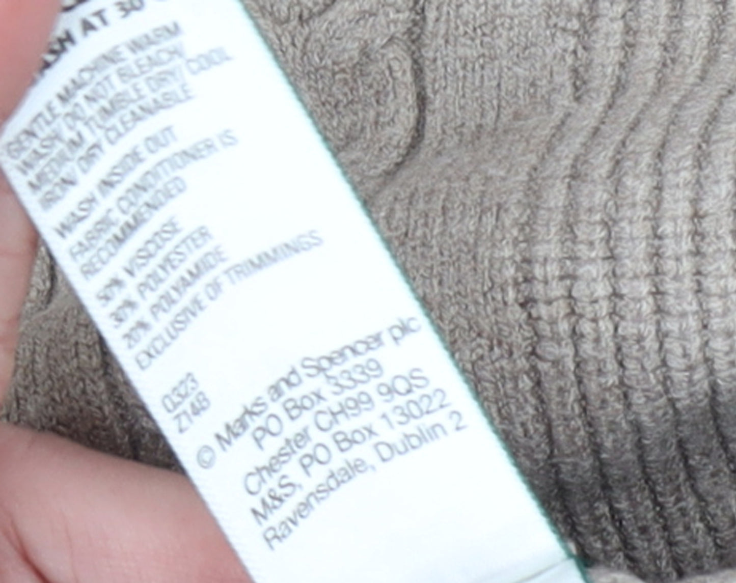 Marks and Spencer Women Beige Cable-Knit Crew Neck Jumper L