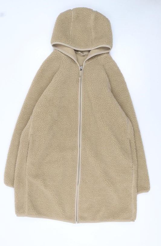 Marks and Spencer Women’s Beige Hooded Fleece Coat Size 14