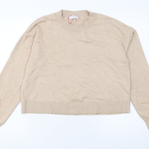 Savida Womens Beige Crew Neck Lightweight Pullover Jumper Size L