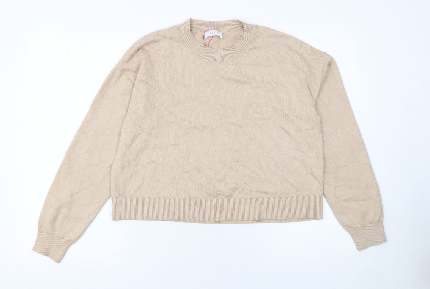 Savida Womens Beige Crew Neck Lightweight Pullover Jumper Size L