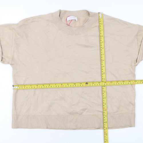 Savida Womens Beige Crew Neck Lightweight Pullover Jumper Size L