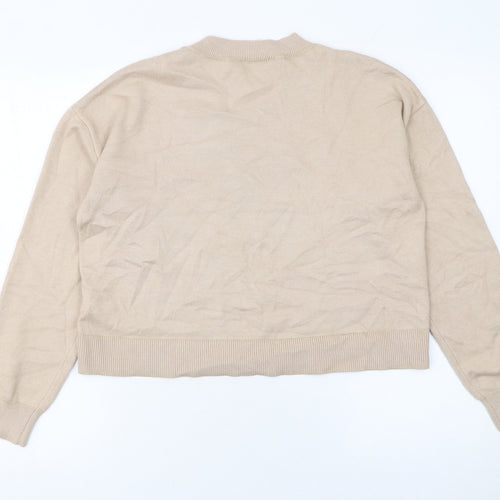 Savida Womens Beige Crew Neck Lightweight Pullover Jumper Size L