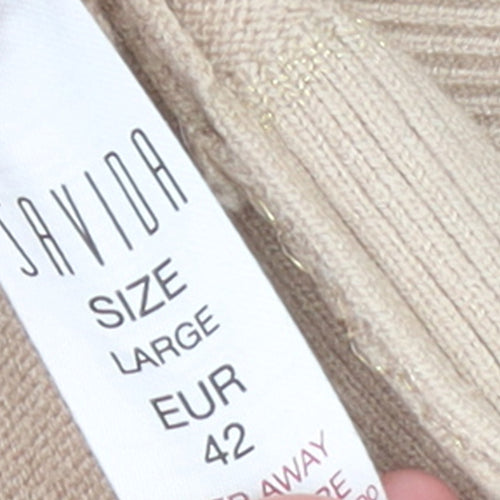 Savida Womens Beige Crew Neck Lightweight Pullover Jumper Size L