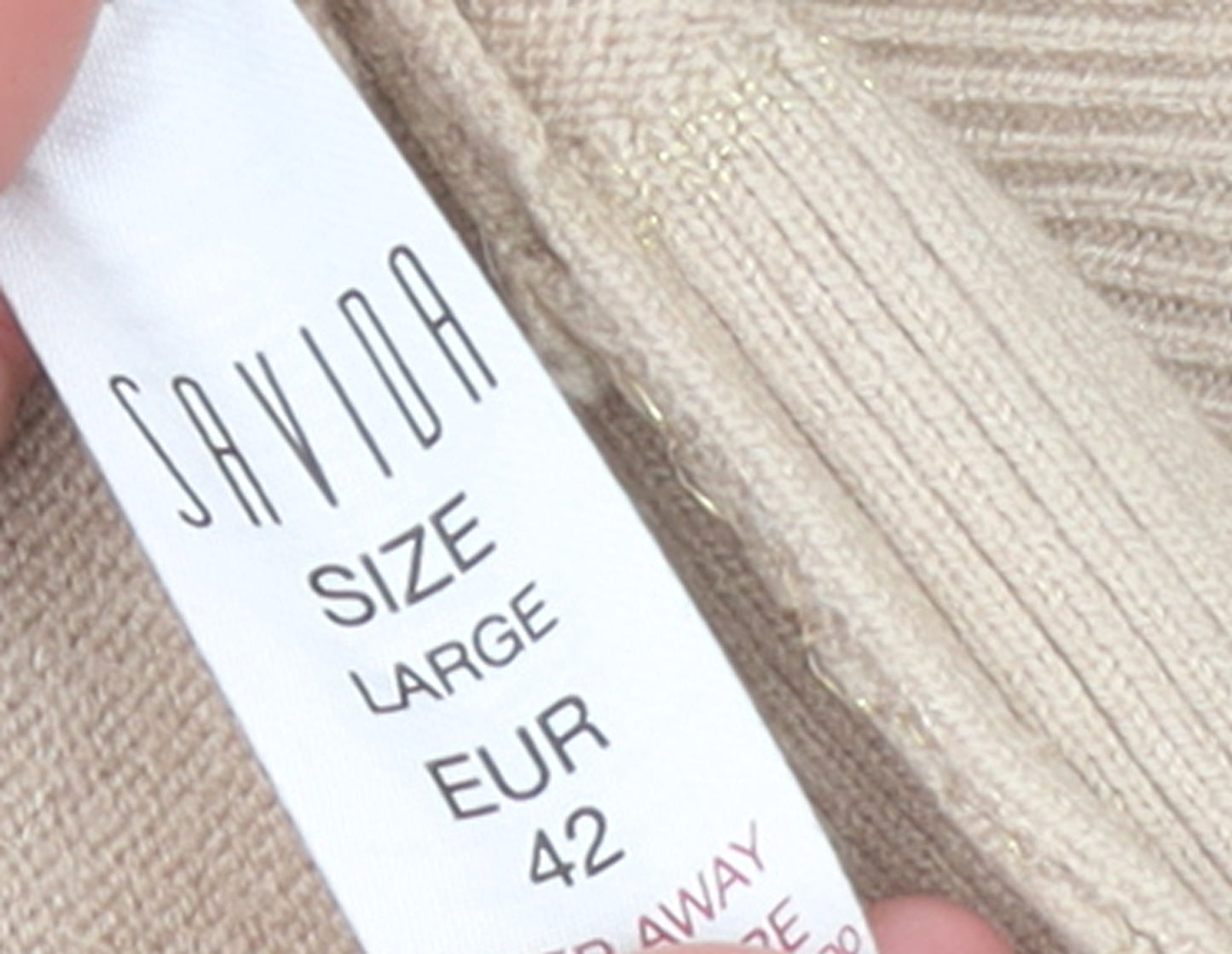 Savida Womens Beige Crew Neck Lightweight Pullover Jumper Size L