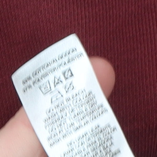 Savida Women Red Polo Collared 3/4 Sleeve Cotton Blend Top Size L