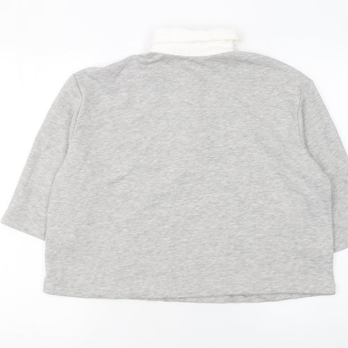 Savida Women Grey Cropped Polo Shirt Size 12 Cotton Blend