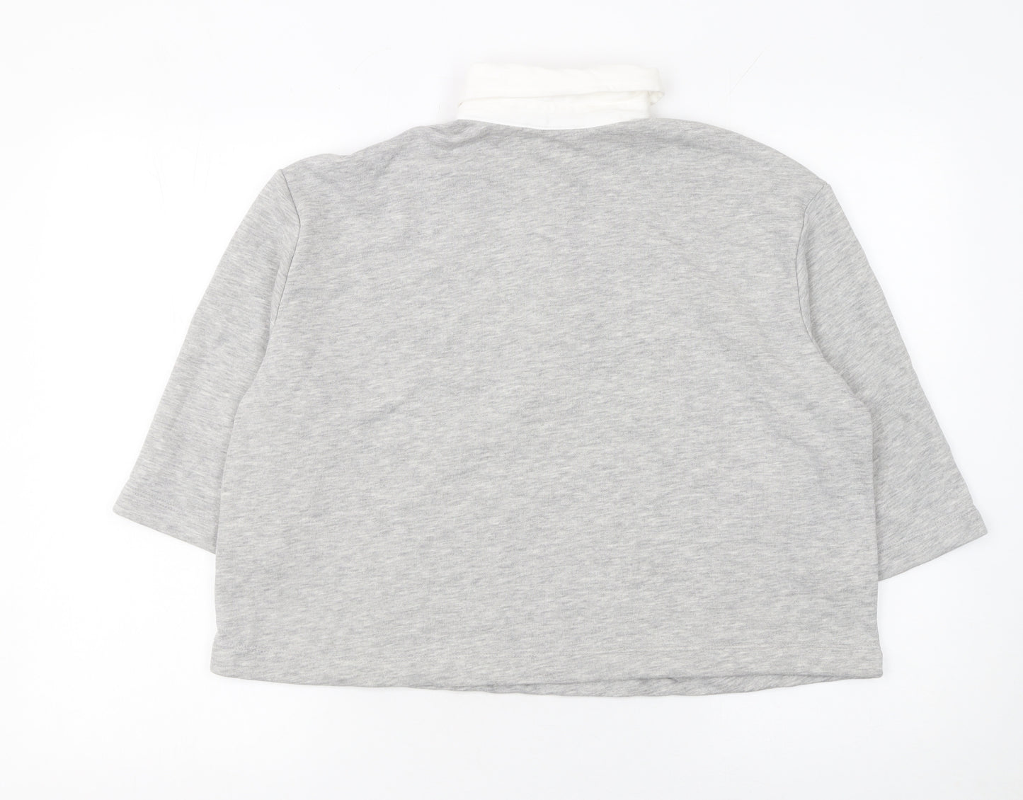 Savida Women Grey Cropped Polo Shirt Size 12 Cotton Blend