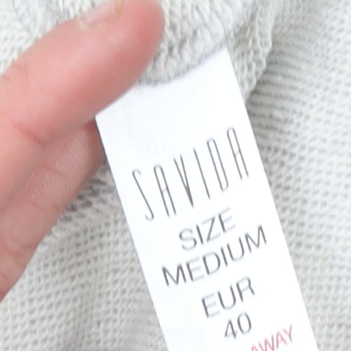 Savida Women Grey Cropped Polo Shirt Size 12 Cotton Blend